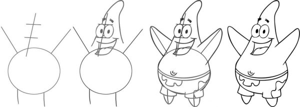 Поэтапное рисование Патрика