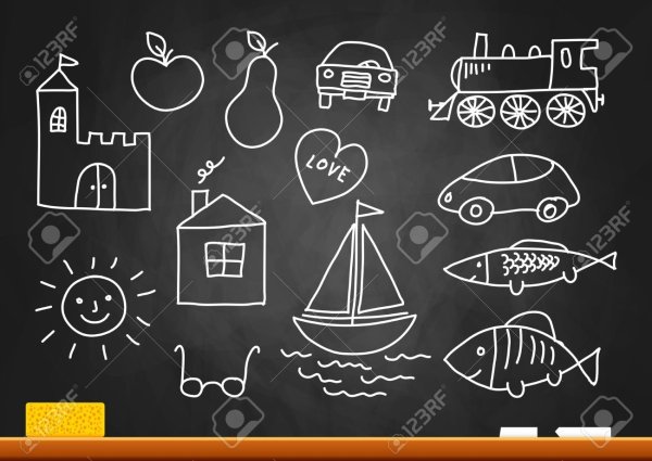 Простые рисунки мелками на асфальте