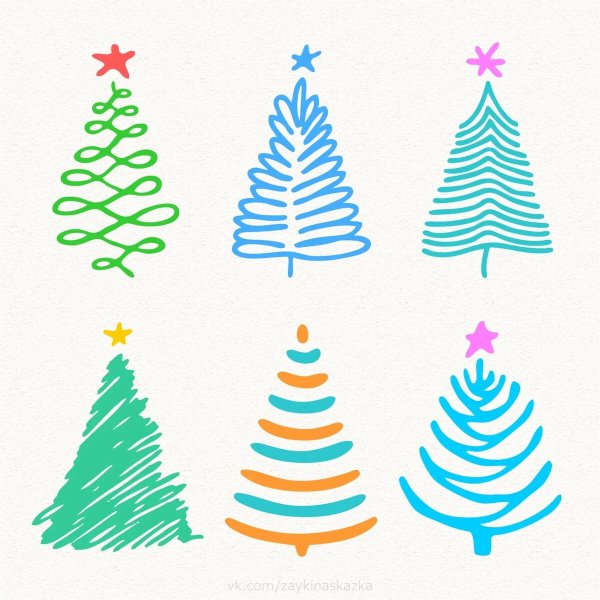 Елка цветными карандашами