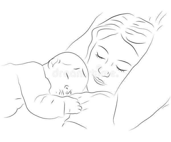 Мама с ребенком рисунок