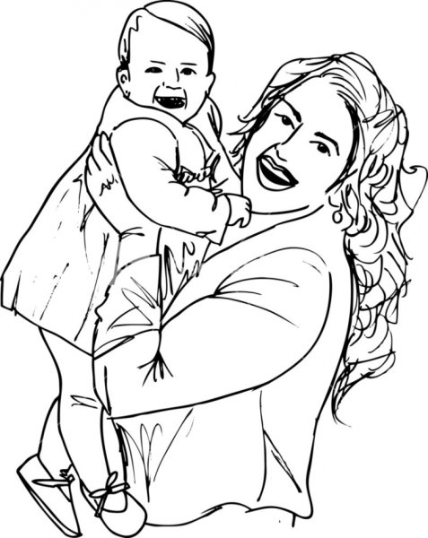 Эскиз мама с ребенком