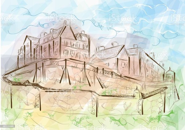 Замок в Эдинбурге древней столице Шотландии рисунок