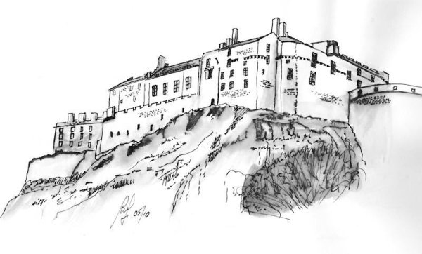 Эдинбургский замок Эдинбург черно белое