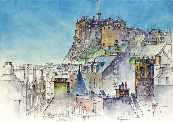 Эдинбургский замок Шотландия рисунок