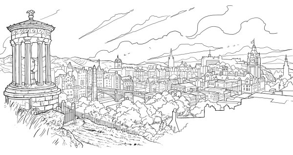 Эдинбургский замок Эдинбург черно белое