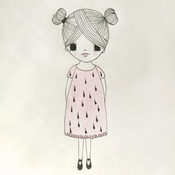 Рисунки девочка легкие в пижаме