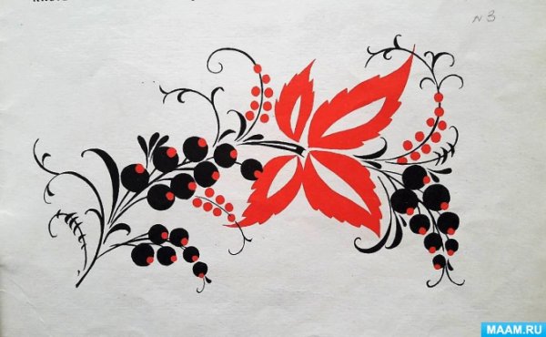 Элементы и мотивы хохломской росписи