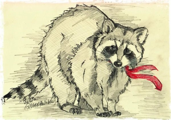 Рисунок енотика для срисовки