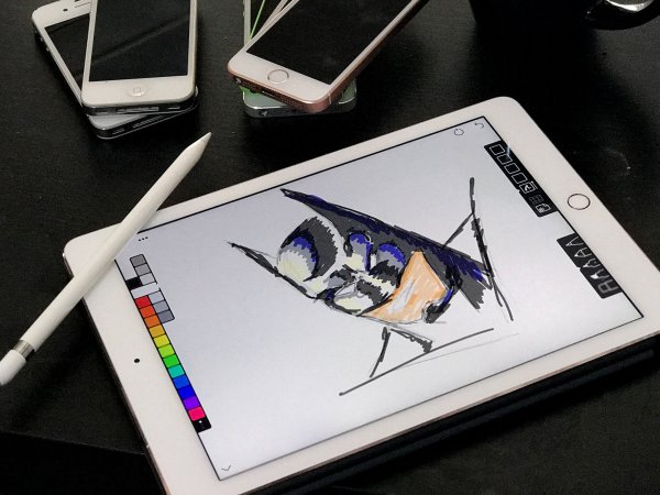 IPAD со стилусом для рисования модель