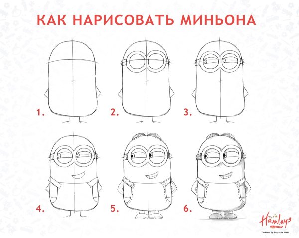 Рисунок миньона карандашом поэтапно