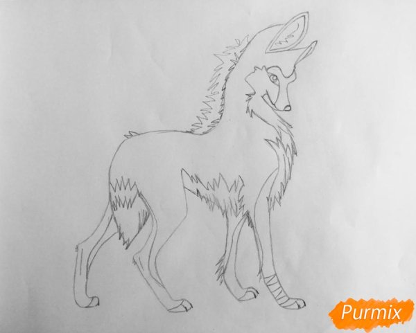 Поэтапное рисование волка аниме