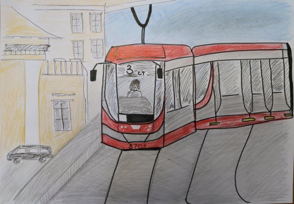Трамвай рисунок