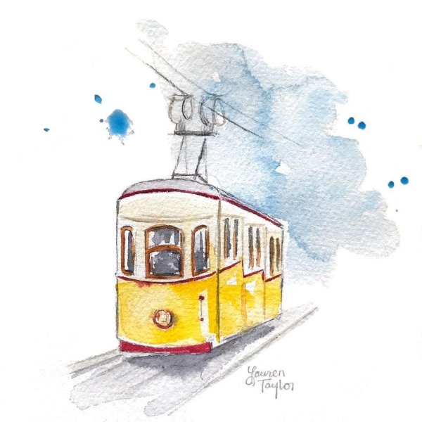 Трамвай рисунок карандашом легкий