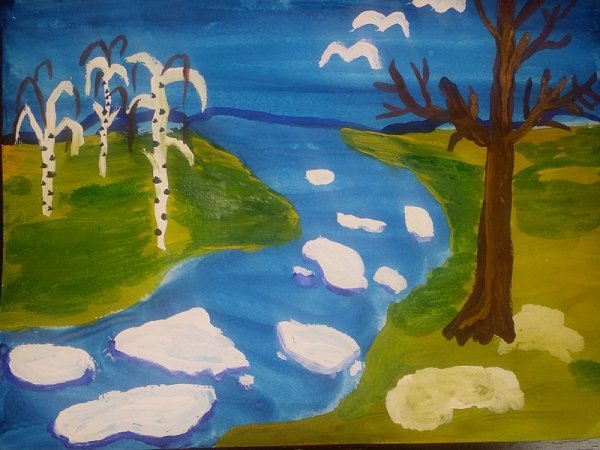 Рисование весеннего пейзажа