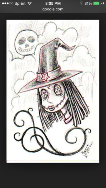 Маленькая баба Яга рисунок