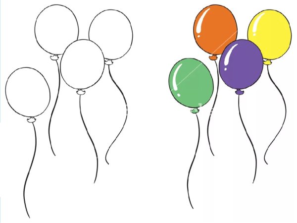 Нарисовать шарики на день рождения