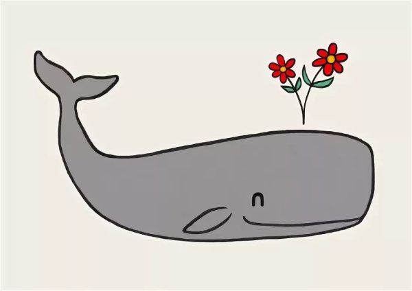 Рисунок кита легкий
