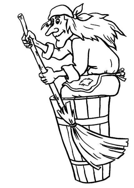 Баба Яга рисунок карандашом для детей