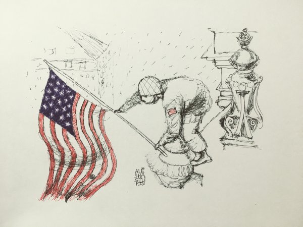 Флаг над Рейхстагом рисунок