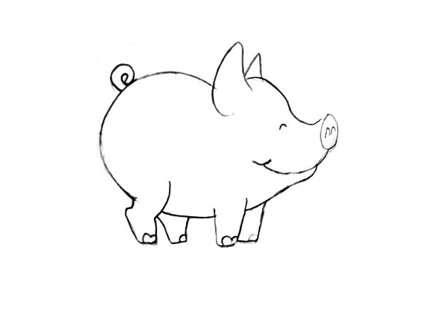 Поросенок рисунок карандашом