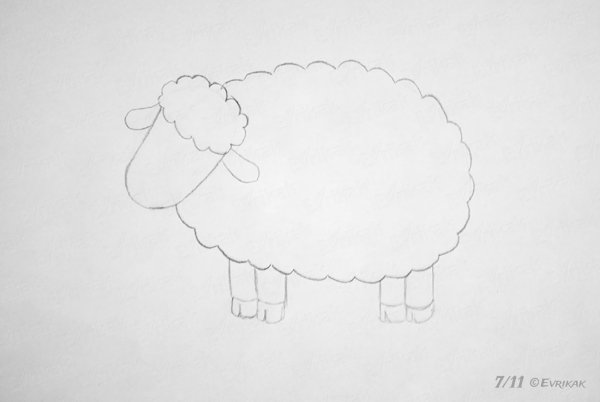 Овечка рисования для детей