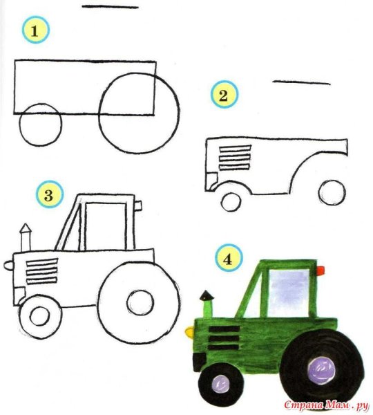 Схемы рисования машин для дошкольников