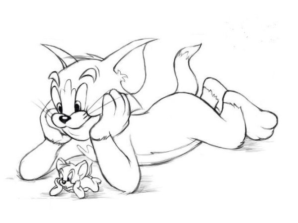 Рисунок Тома и Джерри карандашом