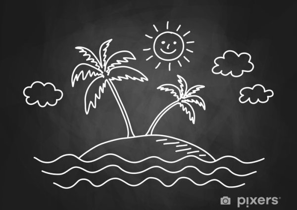 Домик мелом на доске