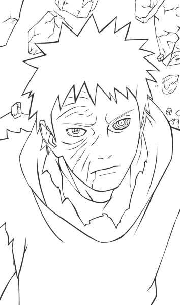 Наруто раскраска Обито без маски