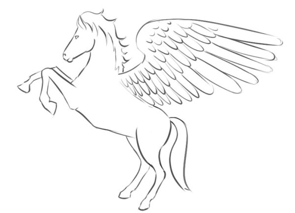Пегас рисунок карандашом
