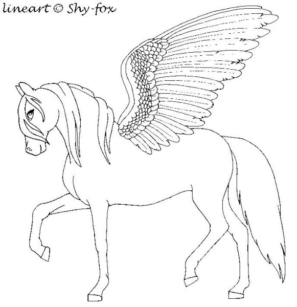 Раскраски красивые лошади с крыльями