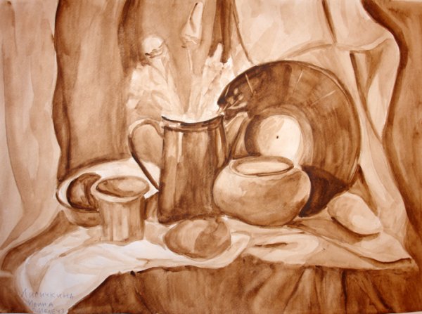 Натюрморт для 1 класса художественной школы гризайль