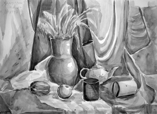 Этюд в технике гризайль