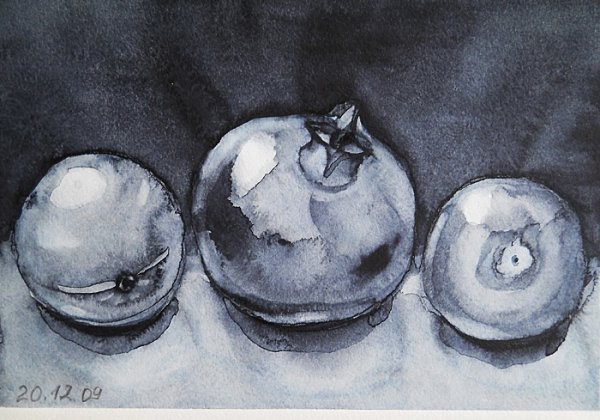 Этюд фруктов гризайль