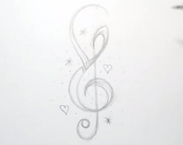 Скрипичный ключ рисунок карандашом