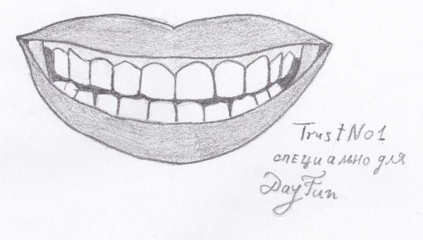 Улыбка для срисовки карандашом