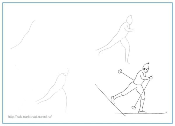 Человек в движении рисунок карандашом поэтапно
