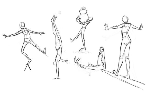 Наброски фигуры человека в движении