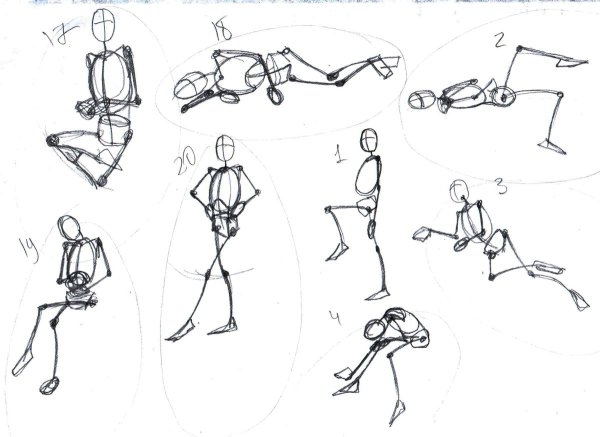 Зарисовки людей в движении