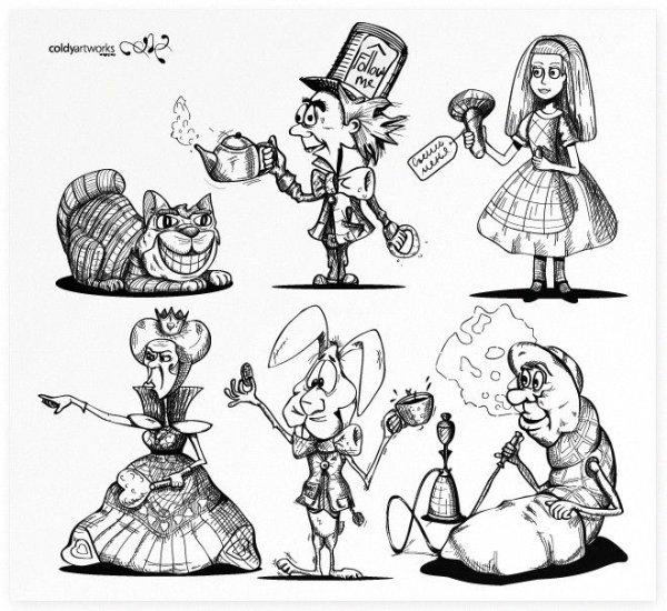 Алиса в стране чудес персонажи иллюстрации