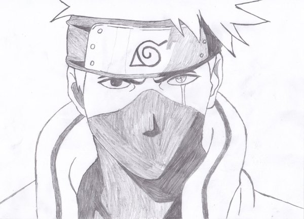 Какаши без маски нарисованный