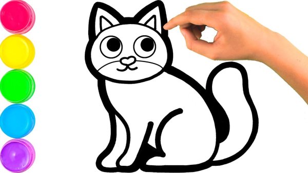 Раскраска кошка с радугой