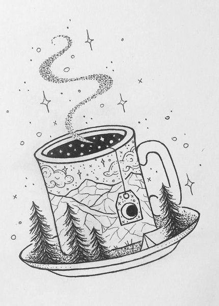 Рисунок кофе для срисовки