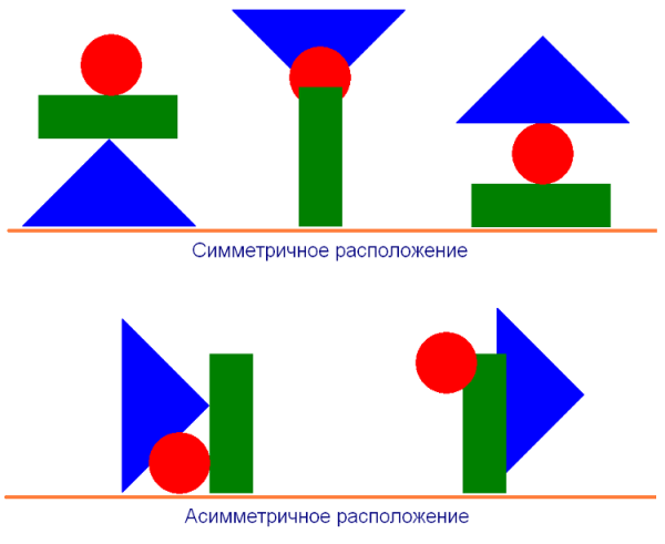 Ассиметричная композиция из геометрических фигур
