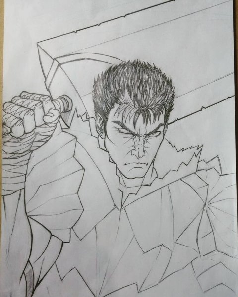 Гатс Берсерк карандашом