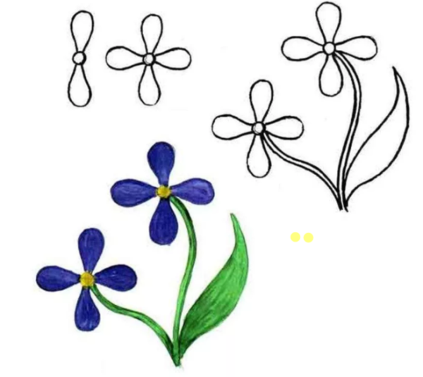 Цветы поэтапное рисование для детей