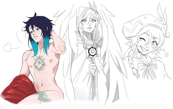 Венти Геншин Импакт рисунок