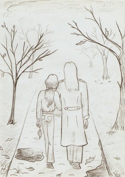 Осенний рисунок карандашом