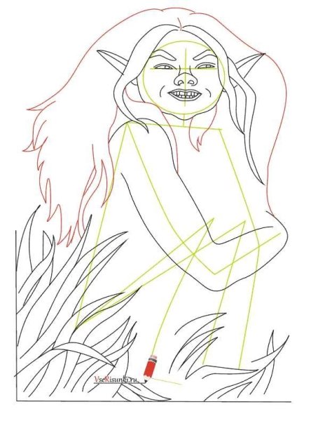 Нарисовать кикимору болотную карандашом