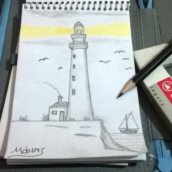 Маяк пошагово рисунок